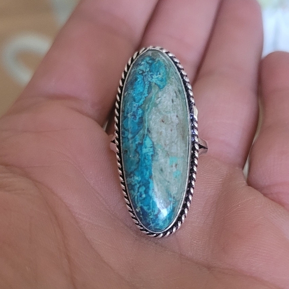 🩵Chrysocolla Gemstone Ring Sterling Silver 925 Stamped - Picture 2 of 6